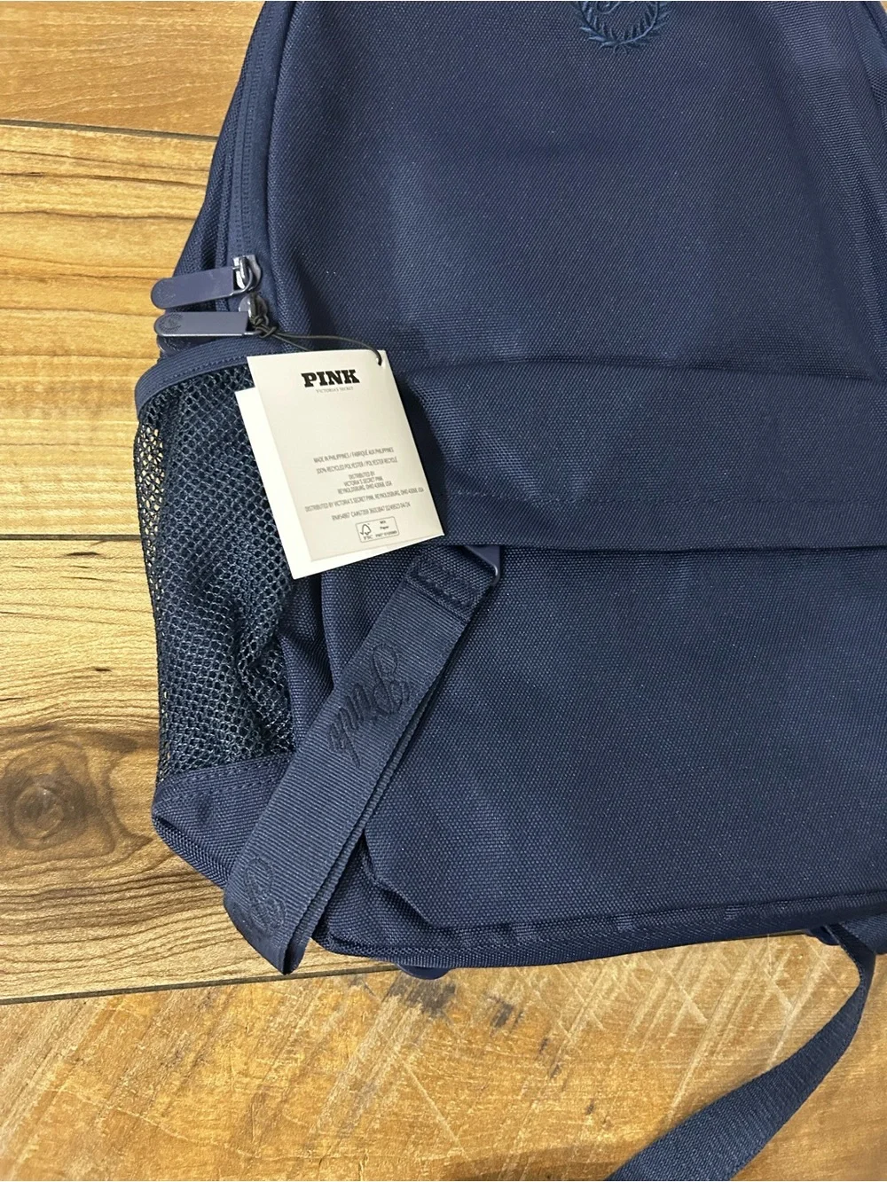 NEW Victoria's Secret PINK Ivy Classic Canvas School Laptop Backpack NAVY BLUE